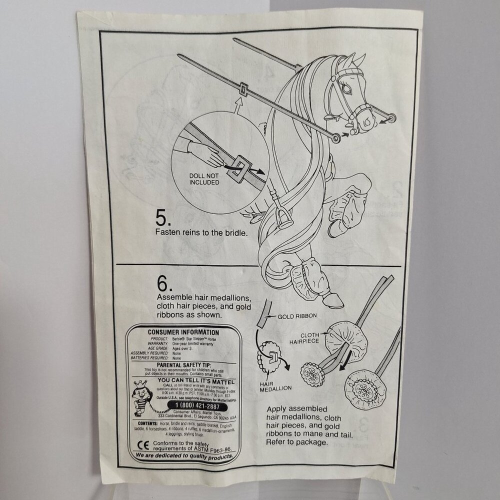 Barbie Star Stepper Horse Instructions Manual 1991 Mattel Vintage - Picture 4 of 10